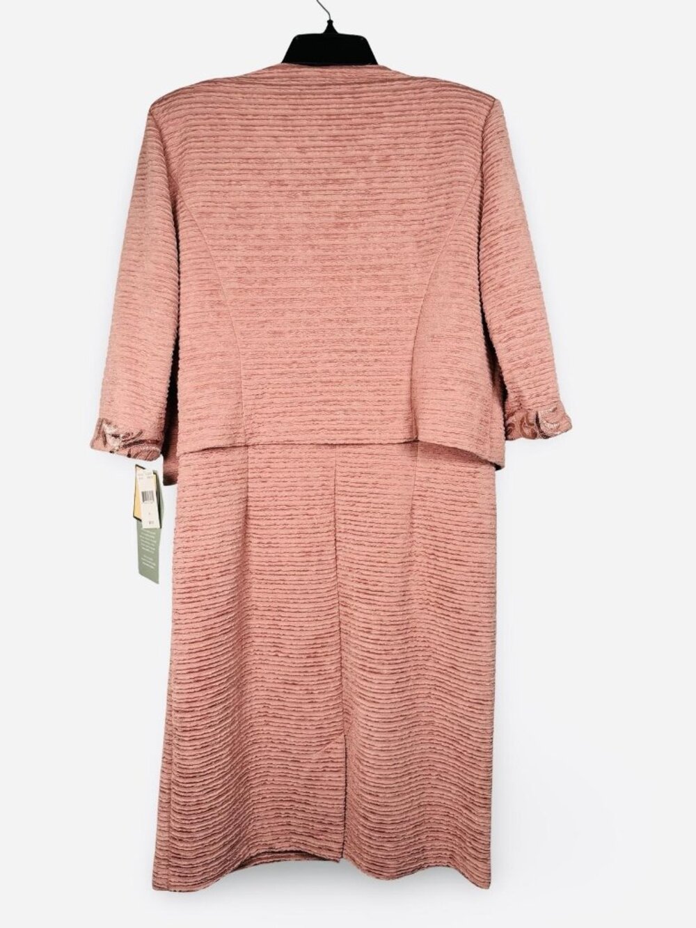 Maya Brooke Two Piece Dress Suit Size 14 Rose Gold Textured Sheath Sequins Lace - Picture 6 of 15